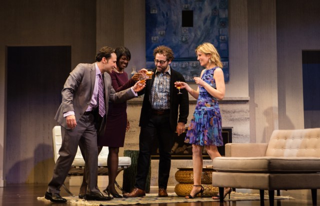Raoul Bhaneja, Karen Glve, MIchael Rubenfeld, Birgitte Solem, in Hope and Hell Theatre production of Disgraced, at the Citadel. Photo supplied