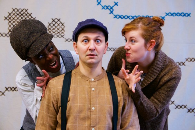 Onika Henry, Zak Tardif, Julia Seymour in Vern Thiessen's Bello. Photo by: Kim Clegg